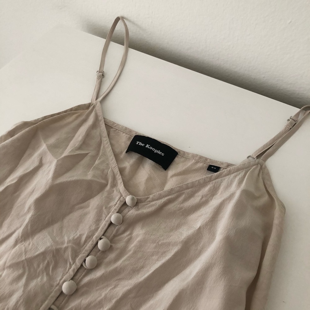 KOOPLES cream button down silk tank